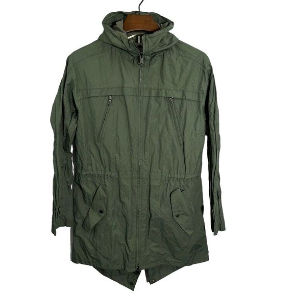 7 For All Mankind Green AM9109 Hooded Full Zip‎ Utility Rain Jacket Size Medium - Picture 1 of 12